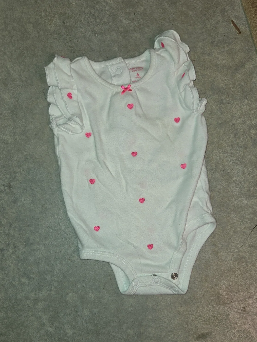 Carter's White Baby One-Piece Bodysuit with Pink Heart Accents